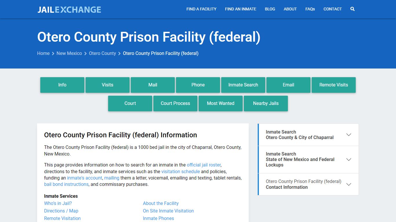 Otero County Prison Facility (federal) - Jail Exchange